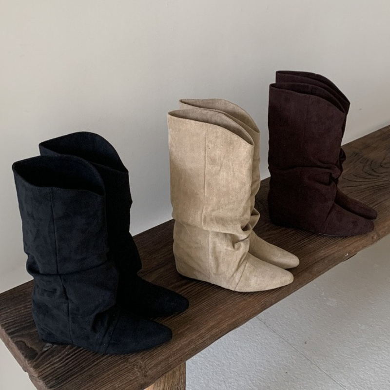 Women Shoes Size Chart - Winter Vintage Pleated Women Mordern High