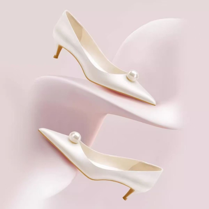Women Shoes Heels - 2026 New Luxury Designer White Satin