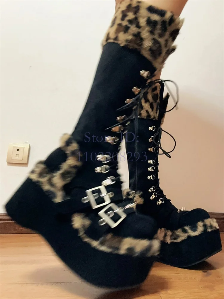 Leopard Fur Knee-high Boots So - Women Shoes Size Chart 리뷰 및 가격