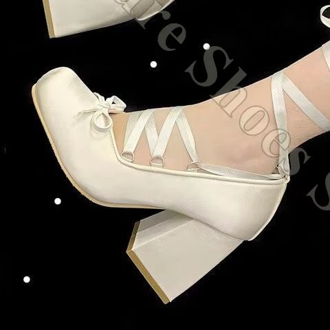 Women Ballet Flats Y2K Satin R - Ribbon Tie Heel 리뷰 및 가격