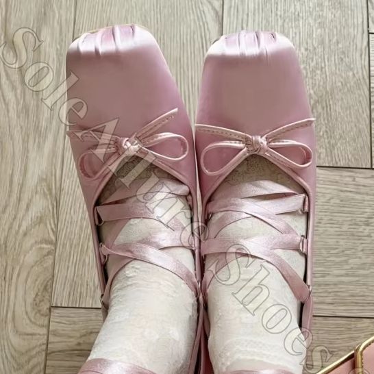 Women Ballet Flats Y2K Satin R - Ribbon Tie Heel 리뷰 및 가격
