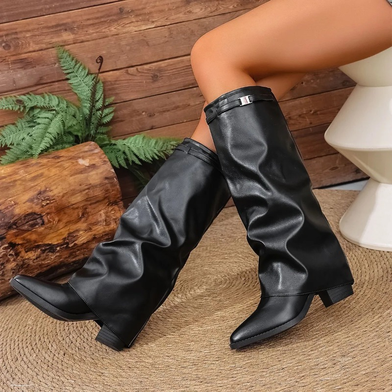 Women's Folding Knee-high Boot - Wide Fit Heels 리뷰 및 가격