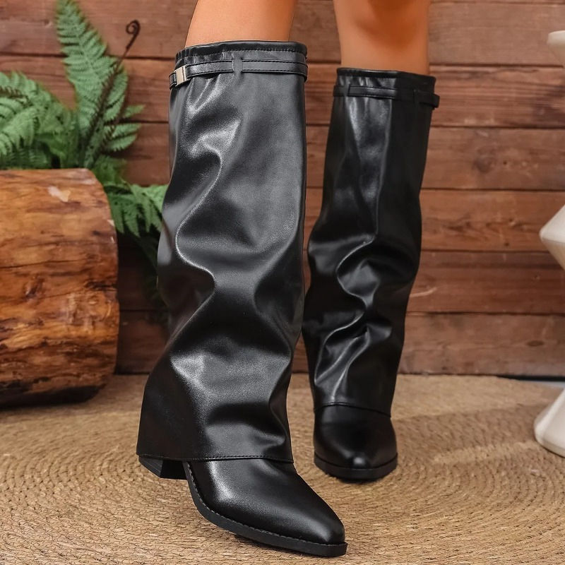 Women's Folding Knee-high Boot - Wide Fit Heels 리뷰 및 가격
