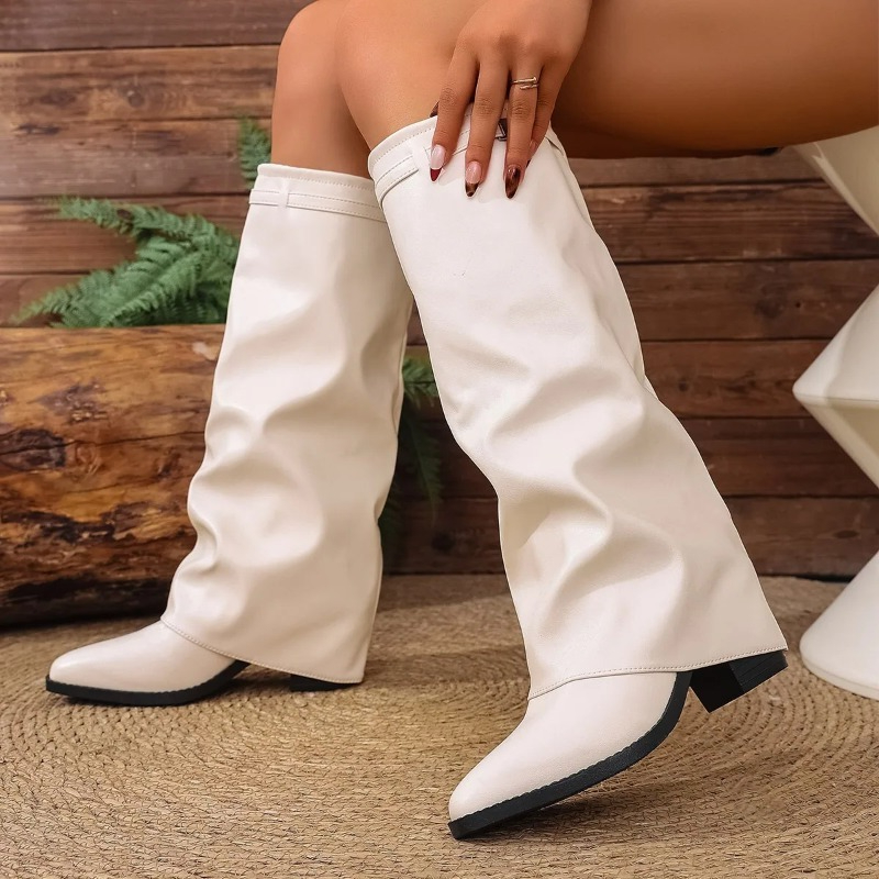 Women's Folding Knee-high Boot - Wide Fit Heels 리뷰 및 가격
