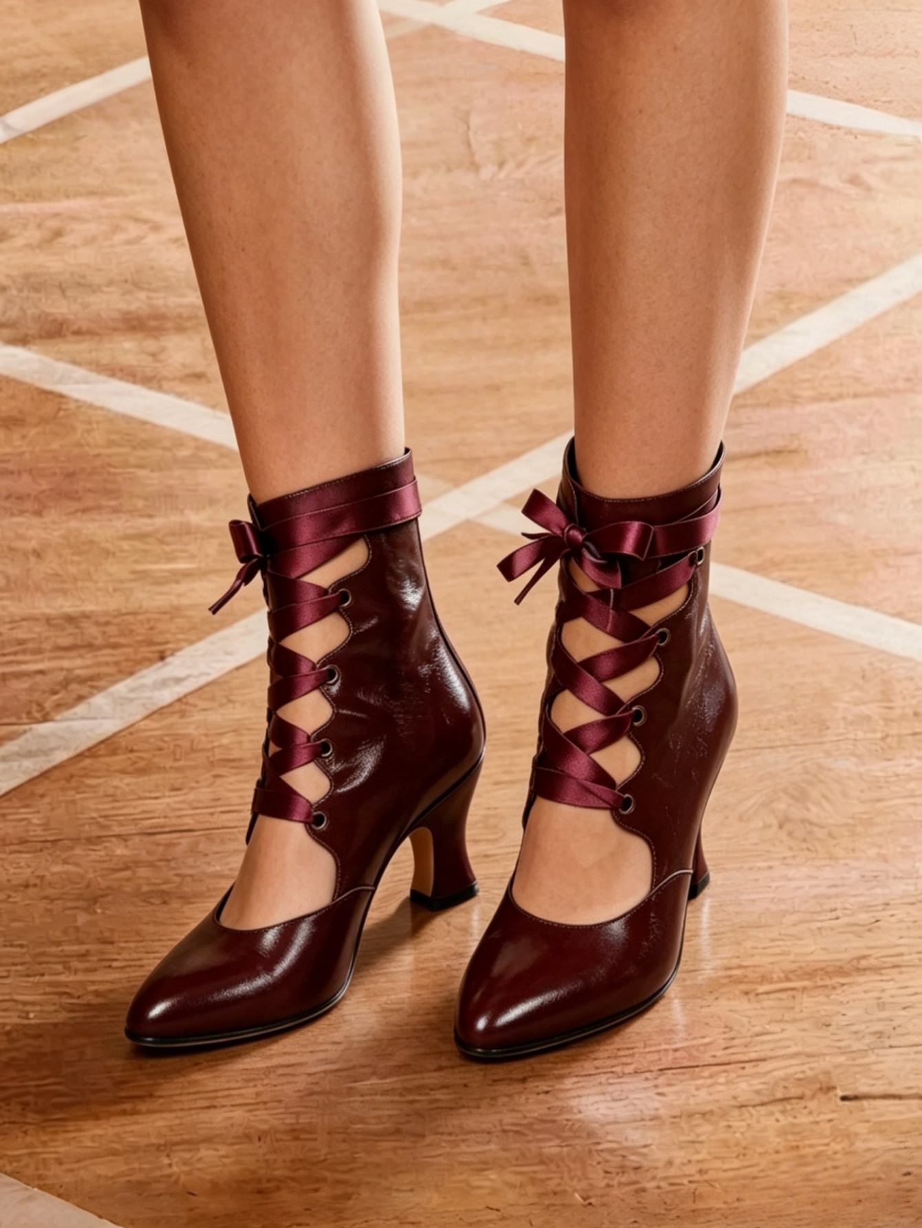 Gothic Lace Up High Heels For  - Ribbon Tie Heel 리뷰 및 가격