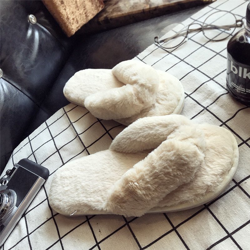 Cross Warm Fluffy Furry Slippe - Women Shoes Winter 리뷰 및 가격