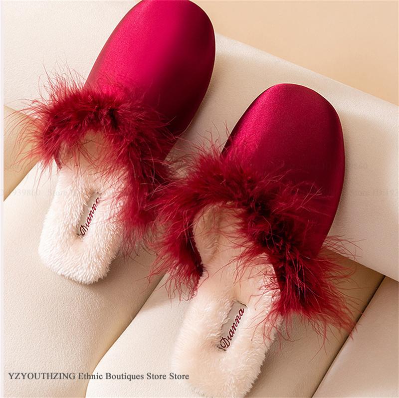 Luxury Feather Satin Fluffy Sl - Women Shoes On Sale 리뷰 및 가격