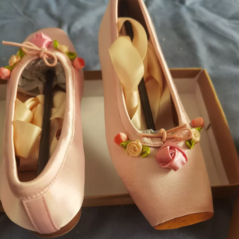 Women Pink Satin Square Toe Lo - Ribbon Tie Heel 리뷰 및 가격