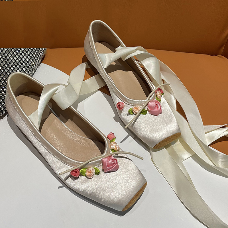Women Pink Satin Square Toe Lo - Ribbon Tie Heel 리뷰 및 가격