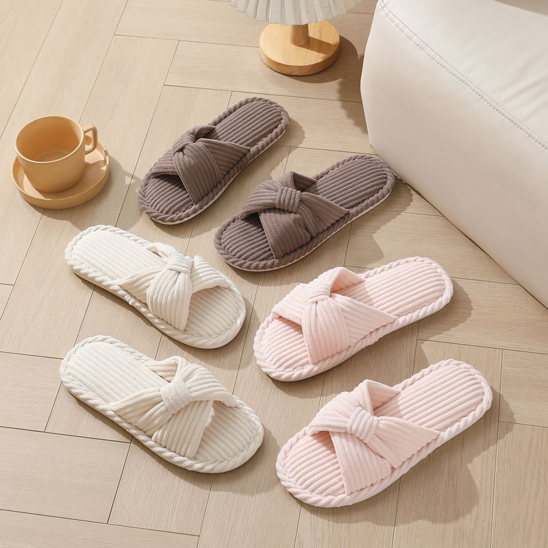 Corduroy Cross Strap Home Slip - Women Shoes On Sale 리뷰 및 가격