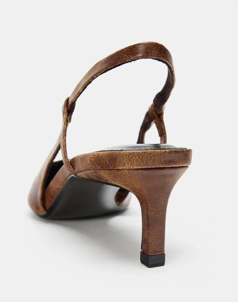Retro Brown Kitten Heel Design - Women Shoes Brown Colour 리뷰 및 가격