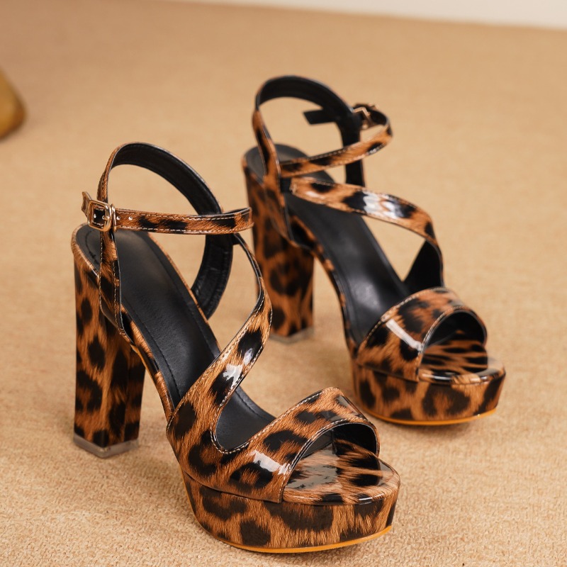 12cm High-heeled Women's Sanda - Leopard Print Heels 리뷰 및 가격