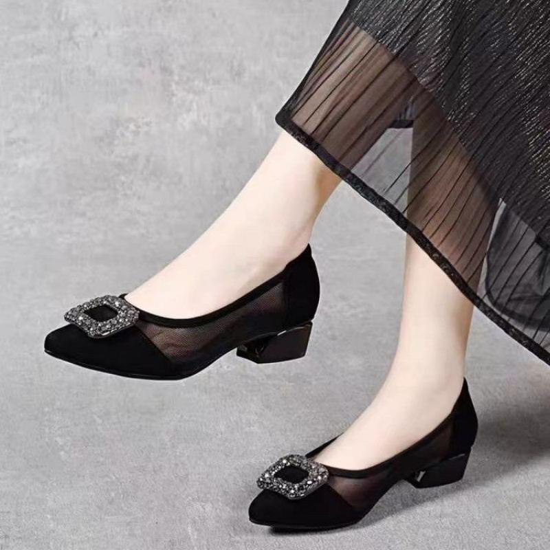 Elegant Pointed Toe Mesh Block - Women Shoes Heels 리뷰 및 가격