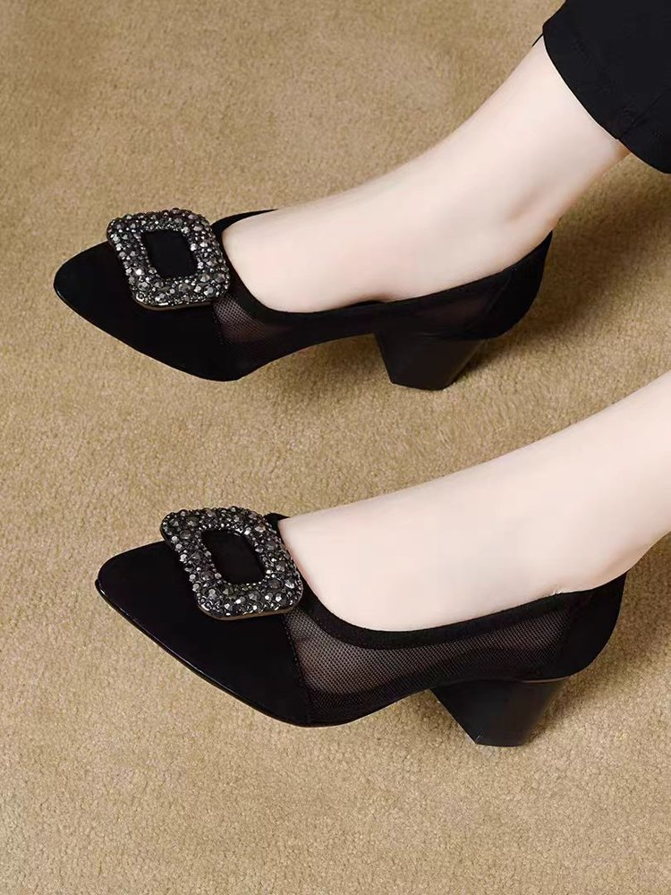 Elegant Pointed Toe Mesh Block - Women Shoes Heels 리뷰 및 가격