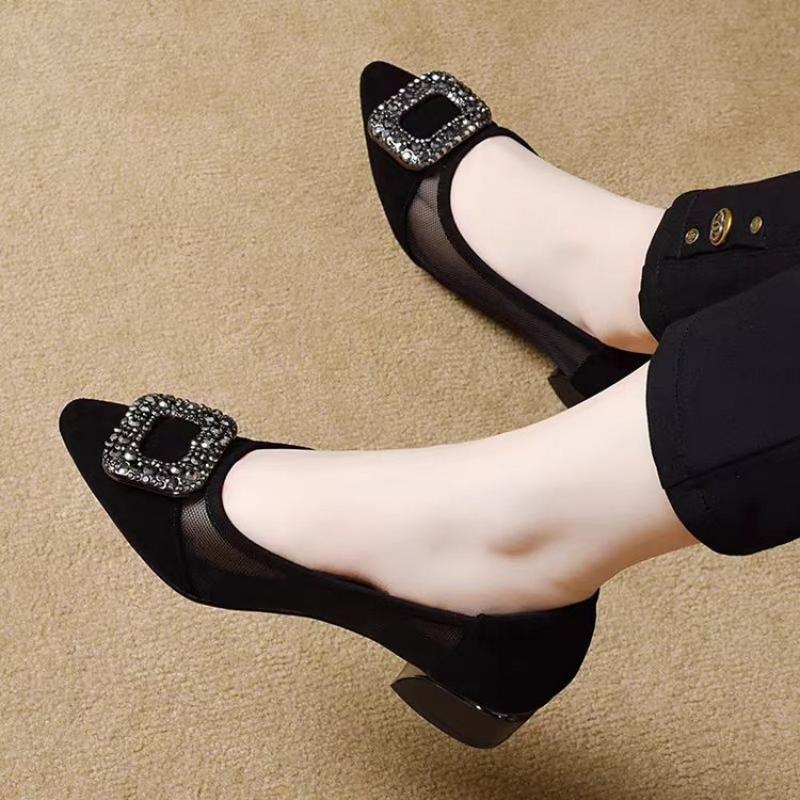 Elegant Pointed Toe Mesh Block - Women Shoes Heels 리뷰 및 가격