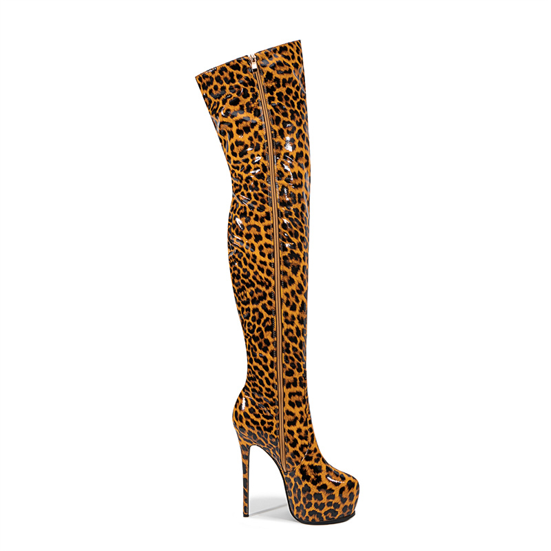 Leopard Women Over The Knee Hi - Leopard Print Heels 리뷰 및 가격