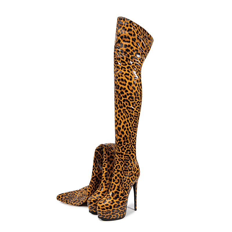 Leopard Women Over The Knee Hi - Leopard Print Heels 리뷰 및 가격